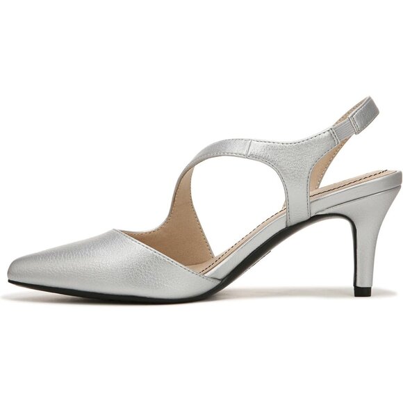 LifeStride Women Silver Faux Leather Closed Pointed Toe Santorini Dress Pump - Picture 5 of 9